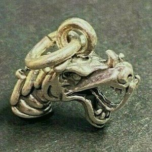Vintage 3D Dragon Head Sterling Silver Charm Pendant